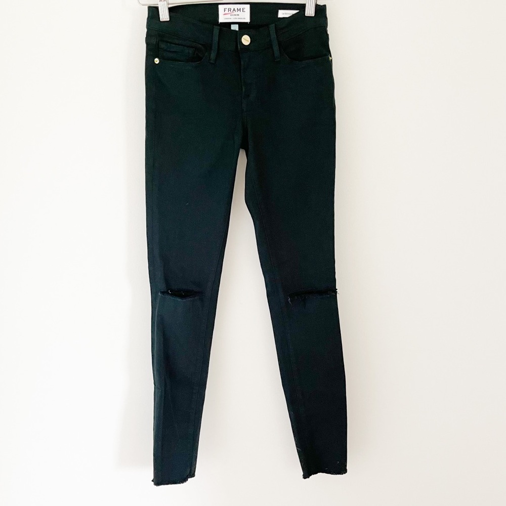 Frame Le Skinny de Jeanne Hunter Rips Jeans - Picture 3 of 11